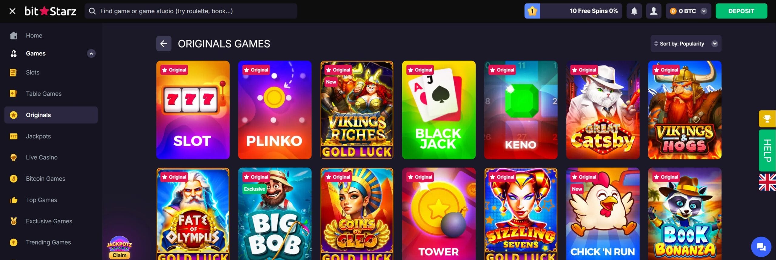 BitStarz casino client — real screenshot 1