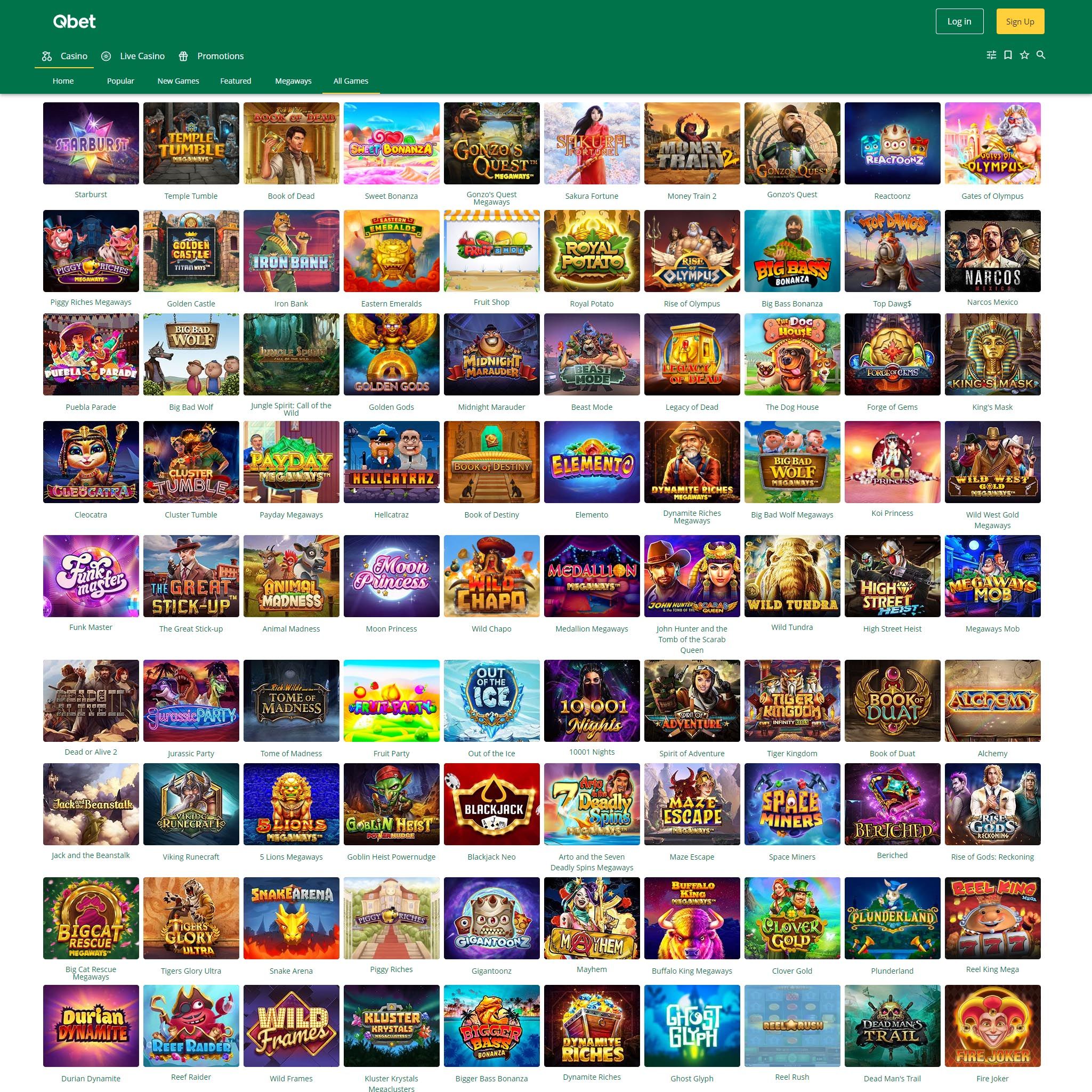 Qbet casino client — real screenshot 2