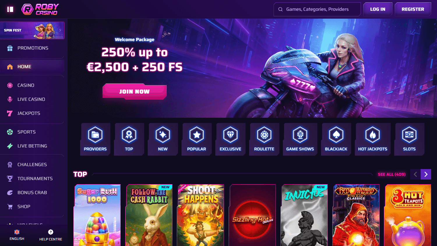 Roby Casino casino client — real screenshot 1