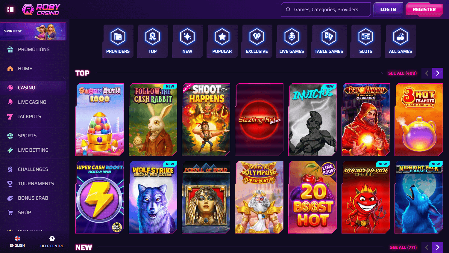 Roby Casino casino client — real screenshot 2